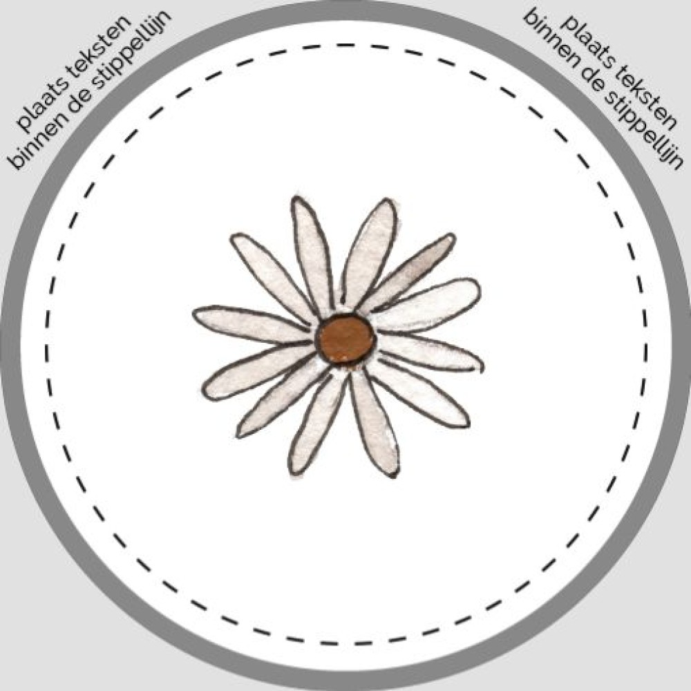 Sluitsticker - witte bloem Atelier Fabel