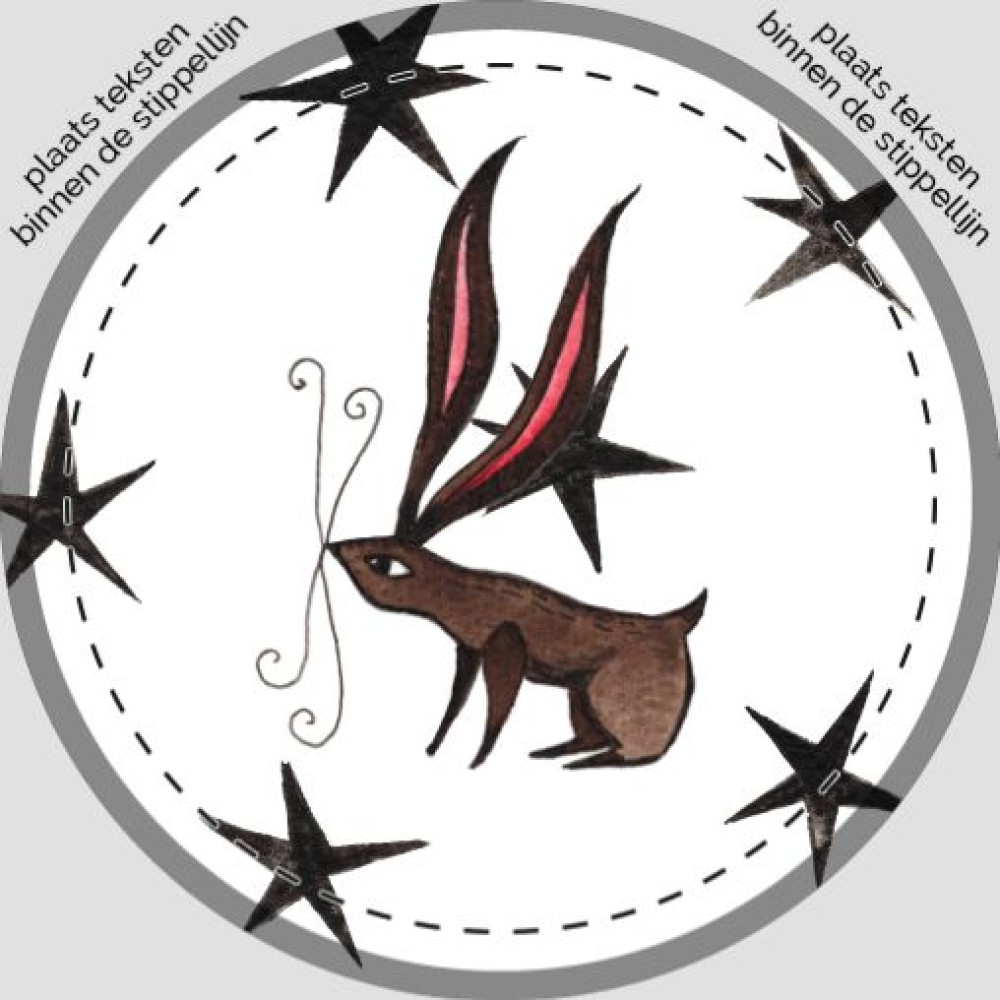 Sluitsticker - zittend konijn met sterrenpatroon Atelier Fabel