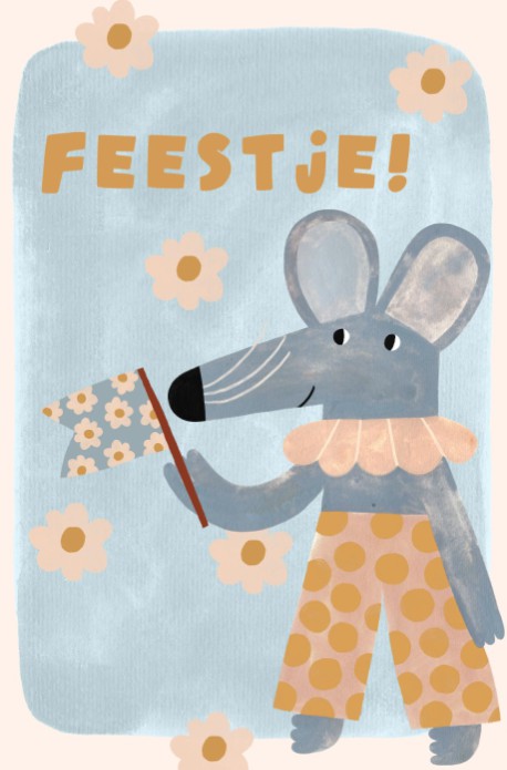 Verjaardagsfeestje muis en bloemen
