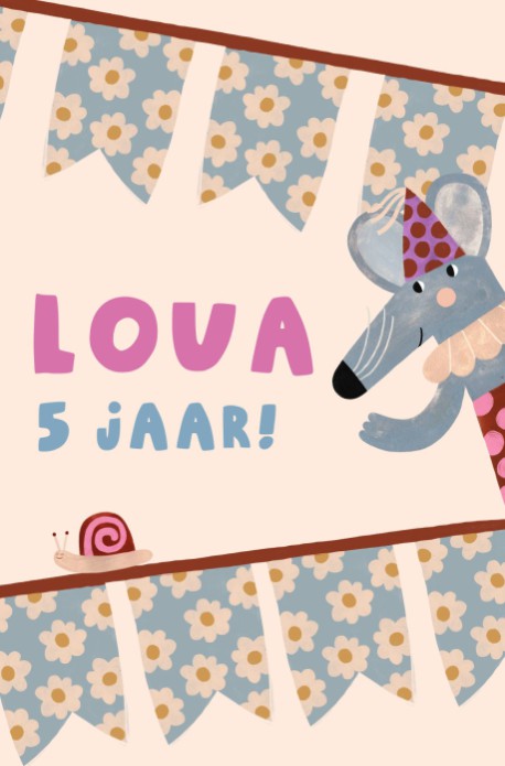 Verjaardagsfeestje vlaggetjes en muis - loua